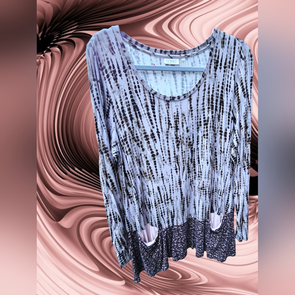 Logo Tie-Dye Tunic Long-sleeve Blouse